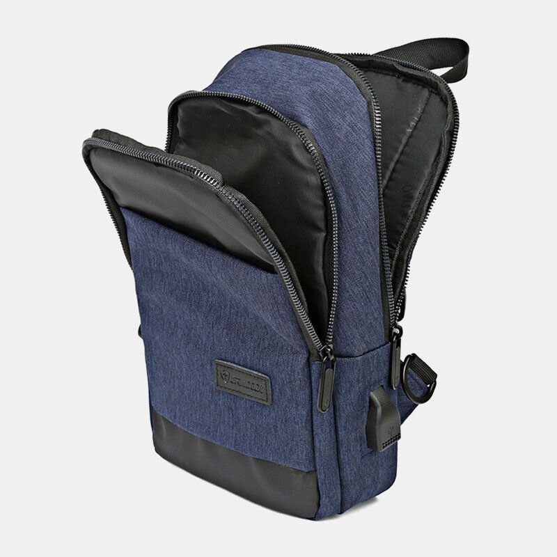 Męska Oxford Wodoodporna Torba Na Klatkę Piersiową Usb O Dużej Pojemności Messenger Crossbody Bag