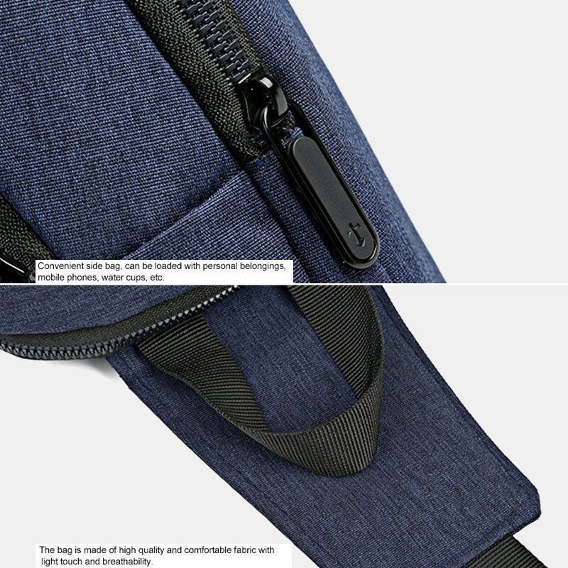 Męska Oxford Wodoodporna Torba Na Klatkę Piersiową Usb O Dużej Pojemności Messenger Crossbody Bag