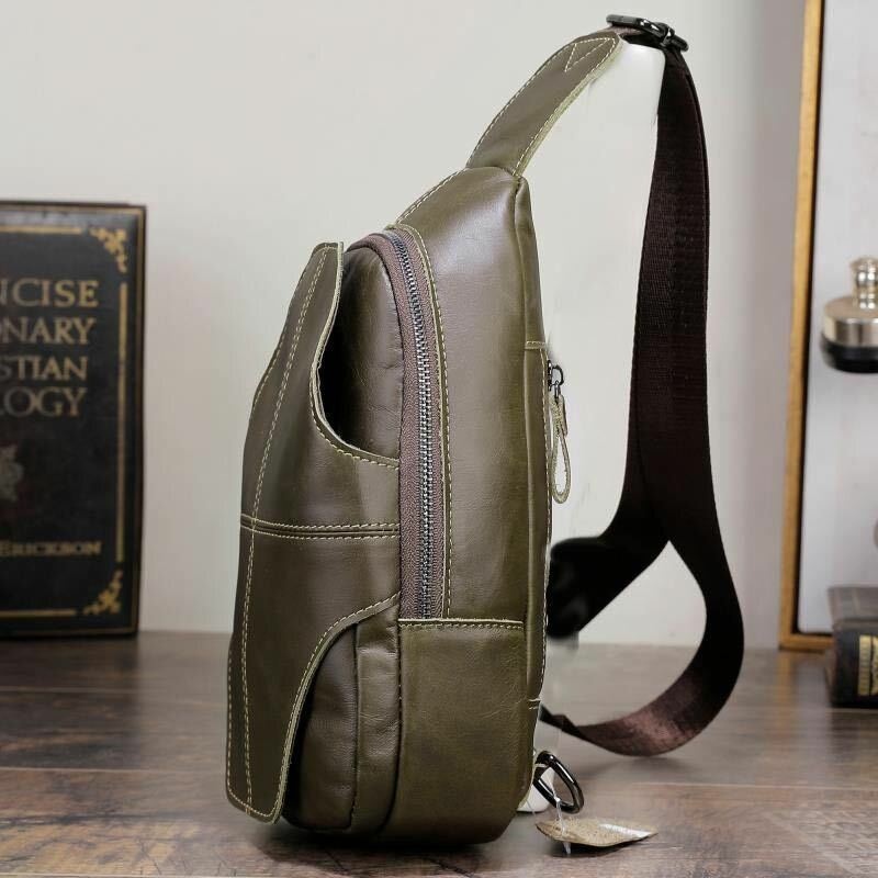 Męska Torba Antykradzieżowa Z Prawdziwej Skóry W Stylu Retro Casual Business Crossbody Torba Na Klatkę Piersiową Torba Na Ramię