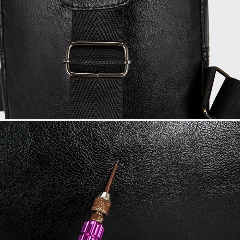 Męska Torba Na Klatkę Piersiową Z Wieloma Kieszeniami W Stylu Vintage Usb O Dużej Pojemności Odporna Na Zużycie Torba Na Ramię Crossbody