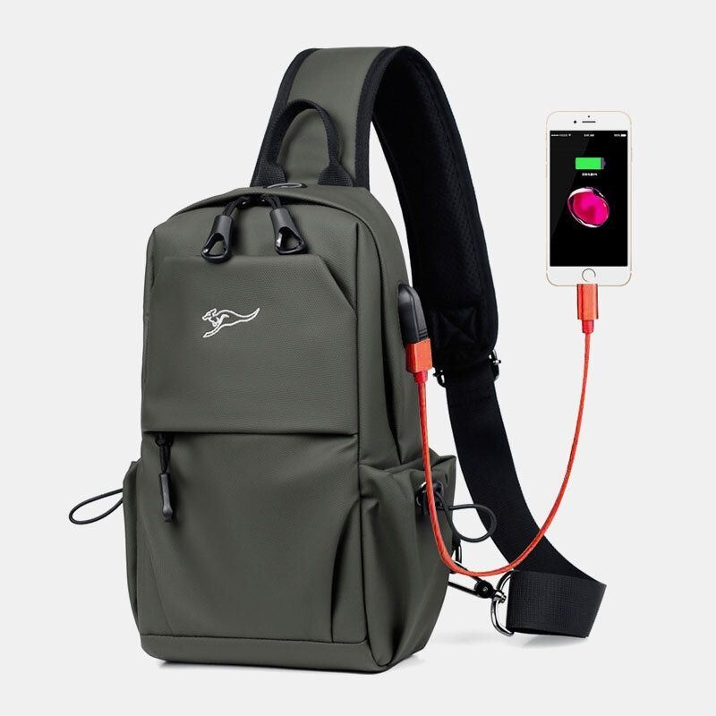 Męska Wodoodporna Odporna Na Zużycie Torba Na Klatkę Piersiową Z Ładowaniem Usb Z Wieloma Kieszeniami I Antykradzieżową Torba Na Ramię Crossbody