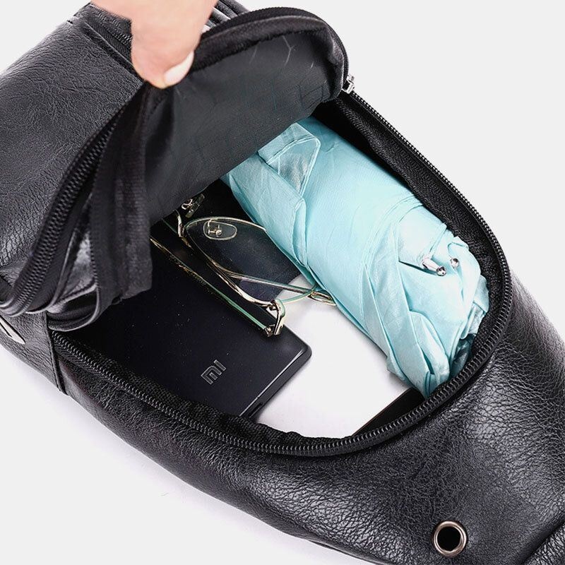 Męski Otwór Na Słuchawki Business Multi-kieszeń Crossbody Bag Torba Na Klatkę Piersiową Sling Bag