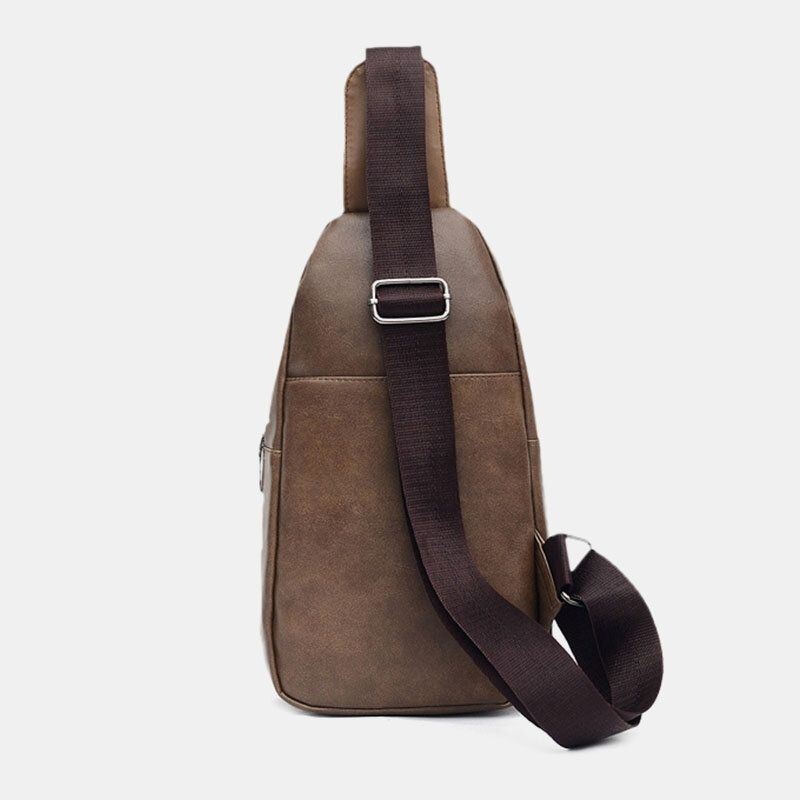 Męski Otwór Na Słuchawki O Dużej Pojemności Business Multi-kieszeni Crossbody Bag Torba Na Klatkę Piersiową Sling Bag