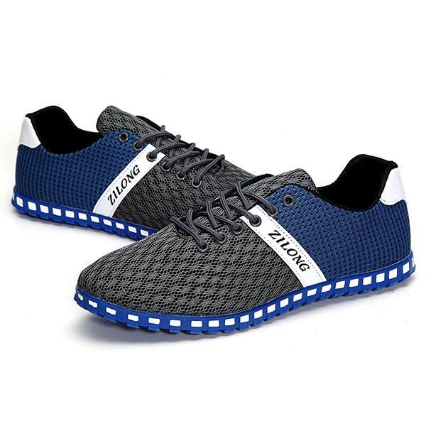 Big Size Men Mesh Oddychające Na Co Dzień Outdoor Canvas Flat Sneakers