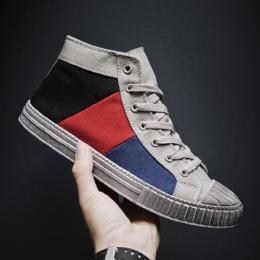 Mężczyźni Colorblock Canvas High Top Lace Up Sports Casual Trainers