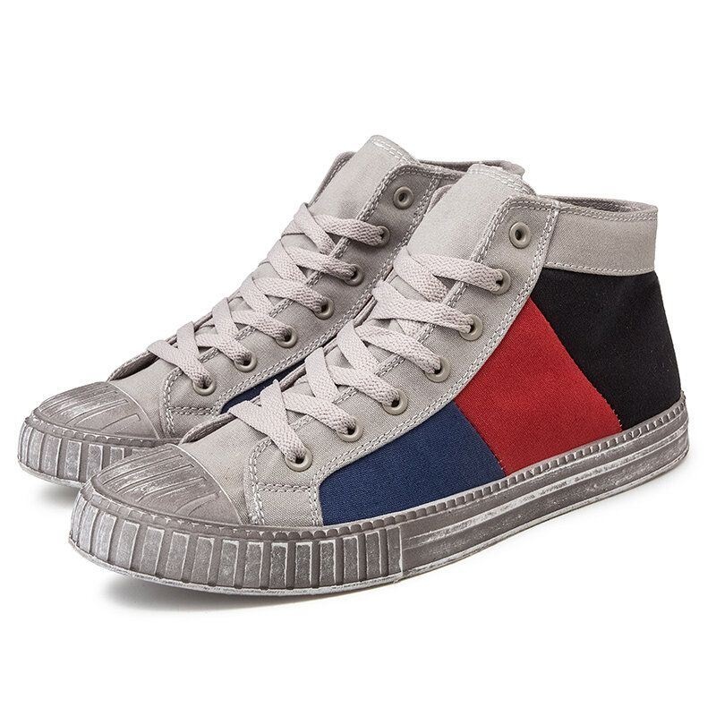 Mężczyźni Colorblock Canvas High Top Lace Up Sports Casual Trainers