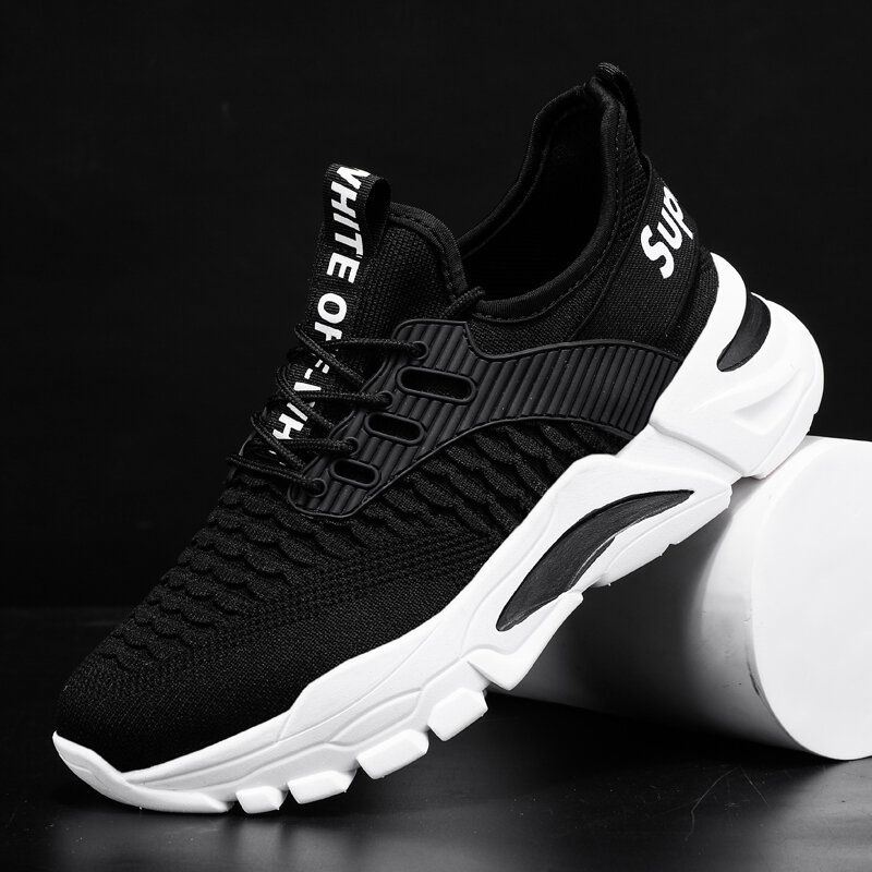 Mężczyźni Oddychająca Tkanina Miękka Podeszwa Krótkie Pure Color Lace Up Casual Sports Shoes