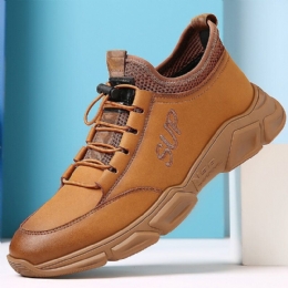 Mężczyźni Skóra Bydlęca Oddychające Miękkie Dno Antypoślizgowa Gumka Outdoor Sports Casual Shoes