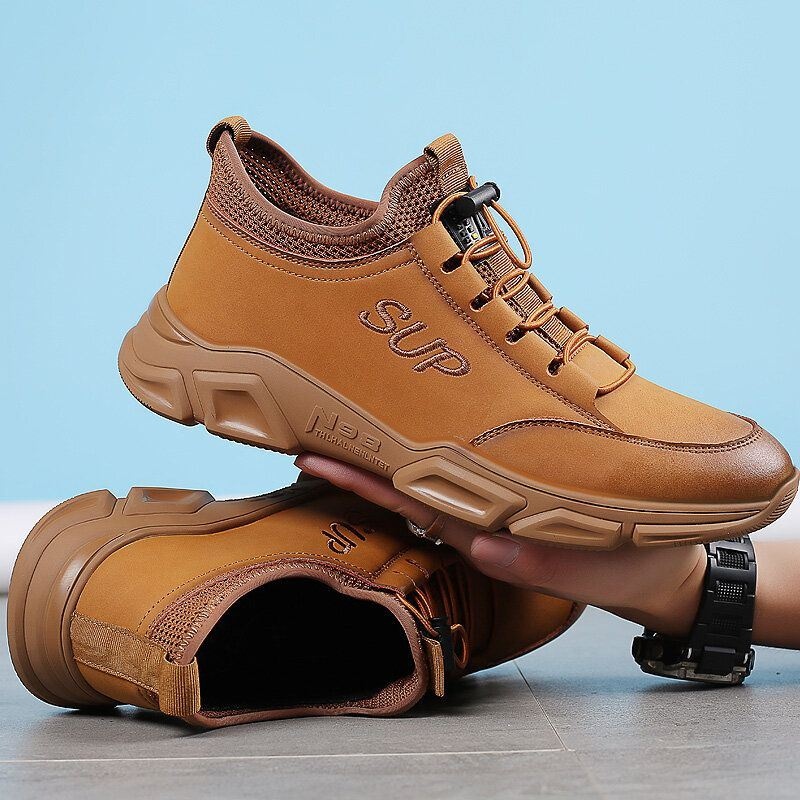 Mężczyźni Skóra Bydlęca Oddychające Miękkie Dno Antypoślizgowa Gumka Outdoor Sports Casual Shoes