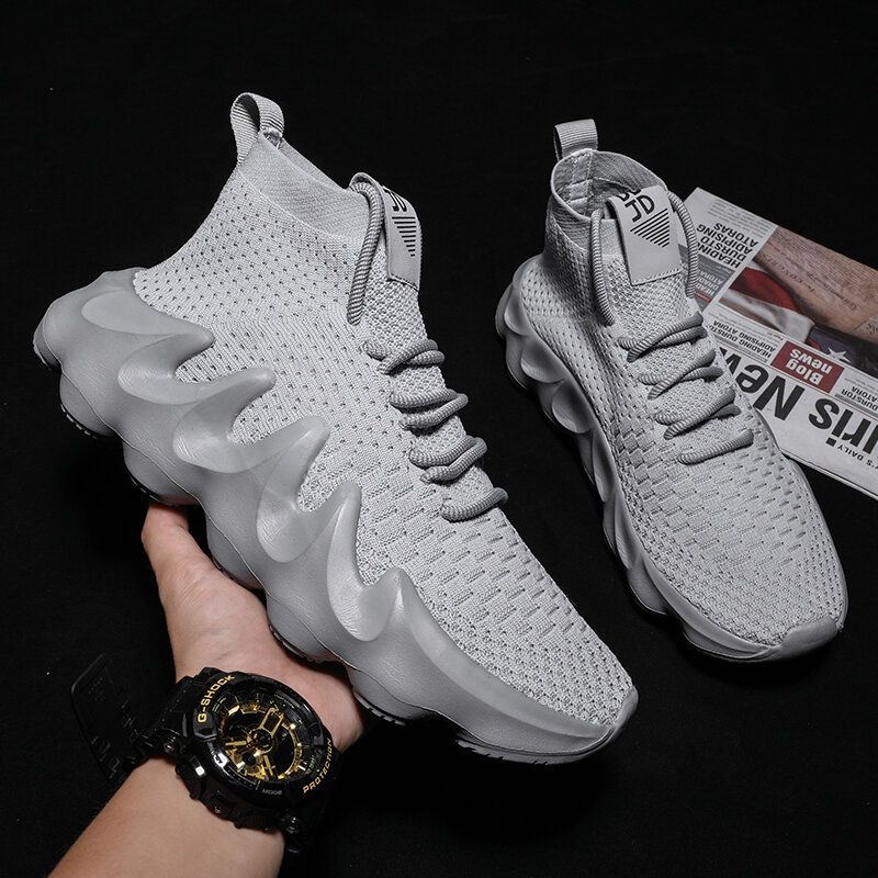 Męska Oddychająca Tkanina Miękka Podeszwa Antypoślizgowa Platforma Sportowa Casual Chunky Sneakers