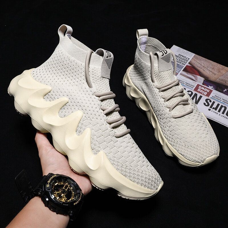 Męska Oddychająca Tkanina Miękka Podeszwa Antypoślizgowa Platforma Sportowa Casual Chunky Sneakers