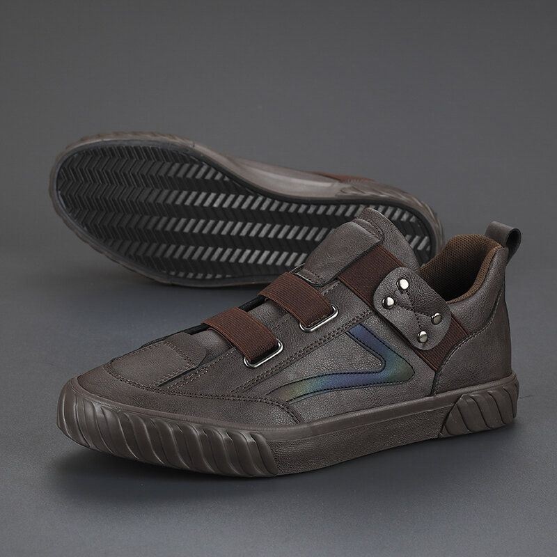 Męska Skóra Z Mikrofibry Wygodna Antypoślizgowa Gumka Casual Sneakers