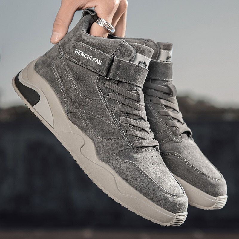 Męskie Skórzane Oddychające Miękkie Podeszwy Pure Color Modne Hook Loop Casual Sports Court Shoes